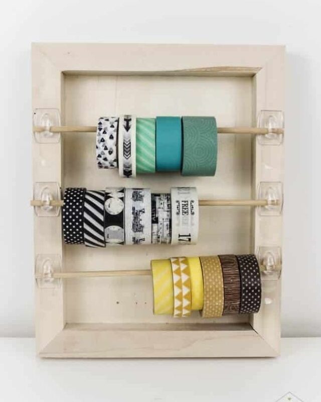 image of DIY washi tape storage from Dollar Store supplies
