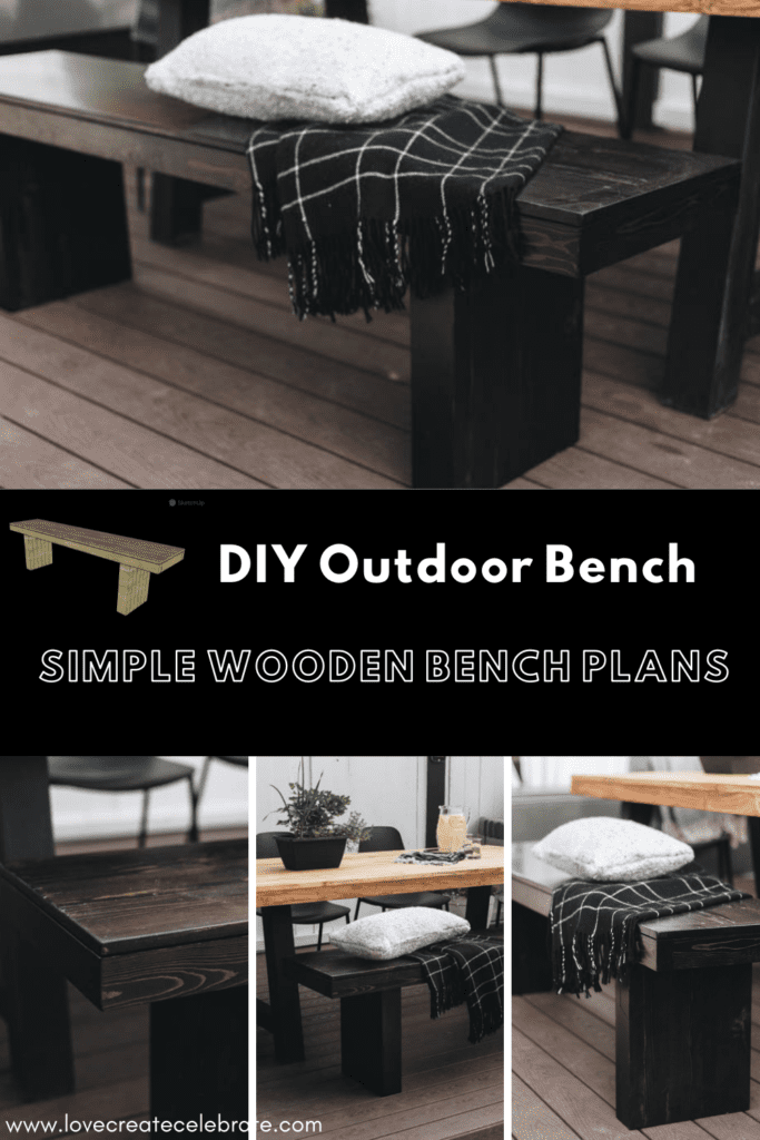 Simple outdoor bench on patio