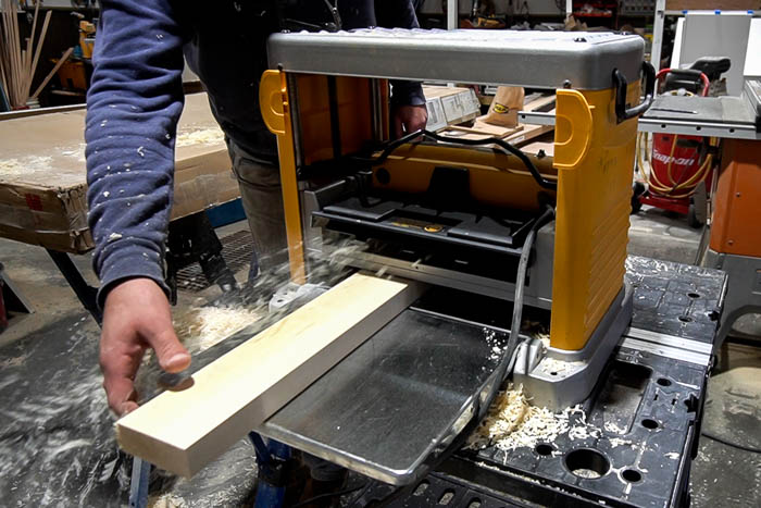 using planer to plane wood for DIY Outdoor Bench