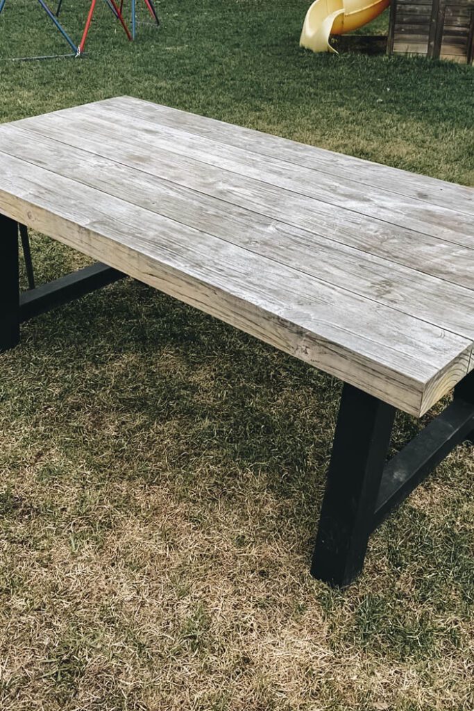 grey weathered teak table