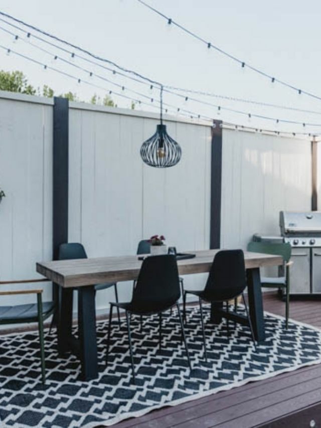 HOW TO HANG STRING LIGHTS AND AN OUTDOOR CHANDELIER