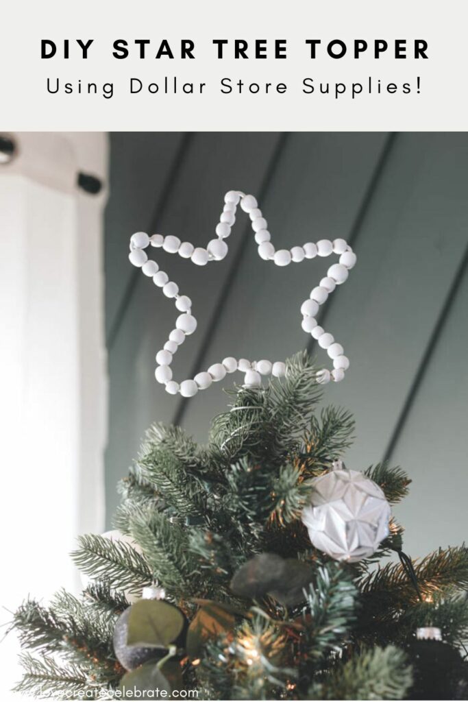 Christmas Star with text overlay "DIY star tree topper using dollar store supplies"
