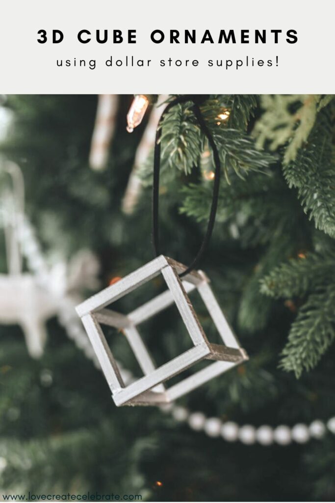 DIY 3D Cube Ornament with text overlay