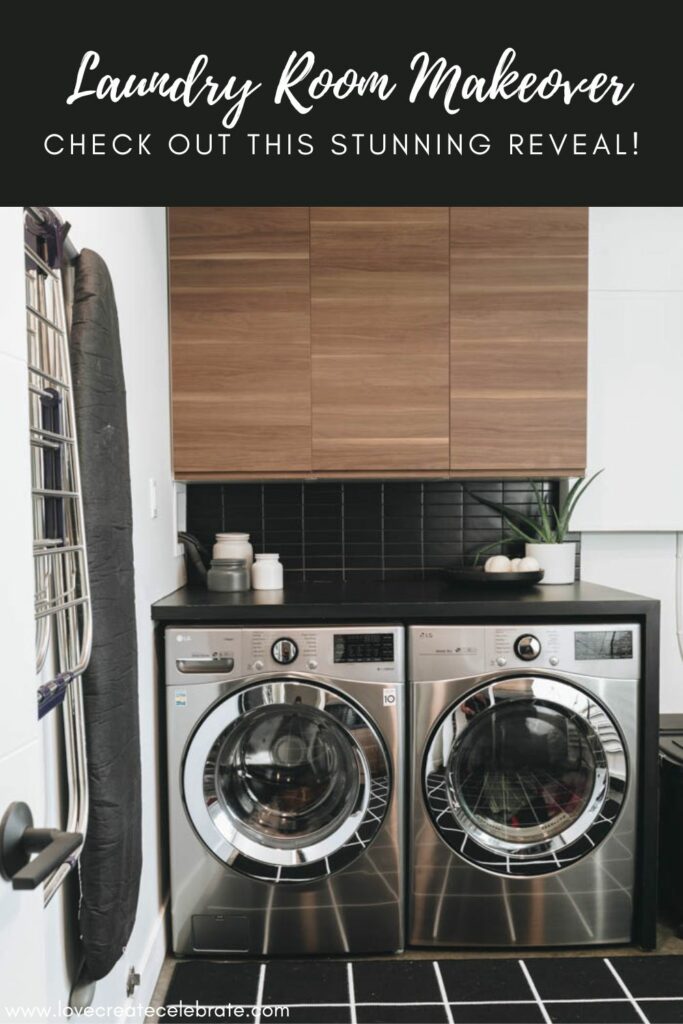 Renovated Laundry Room with text overlay