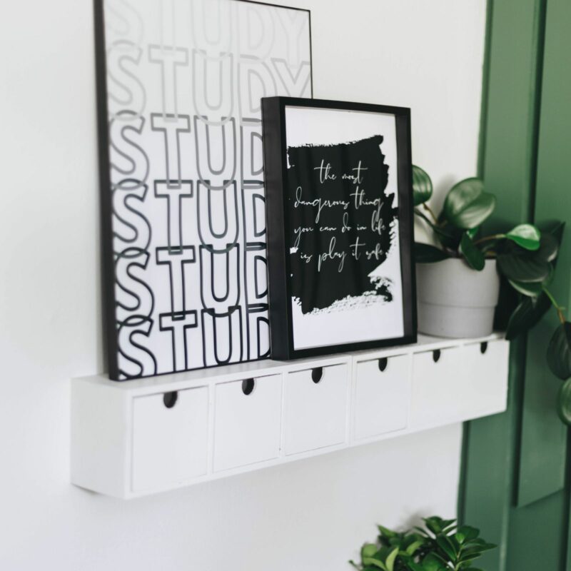 A DIY minimalist dollar store shelf