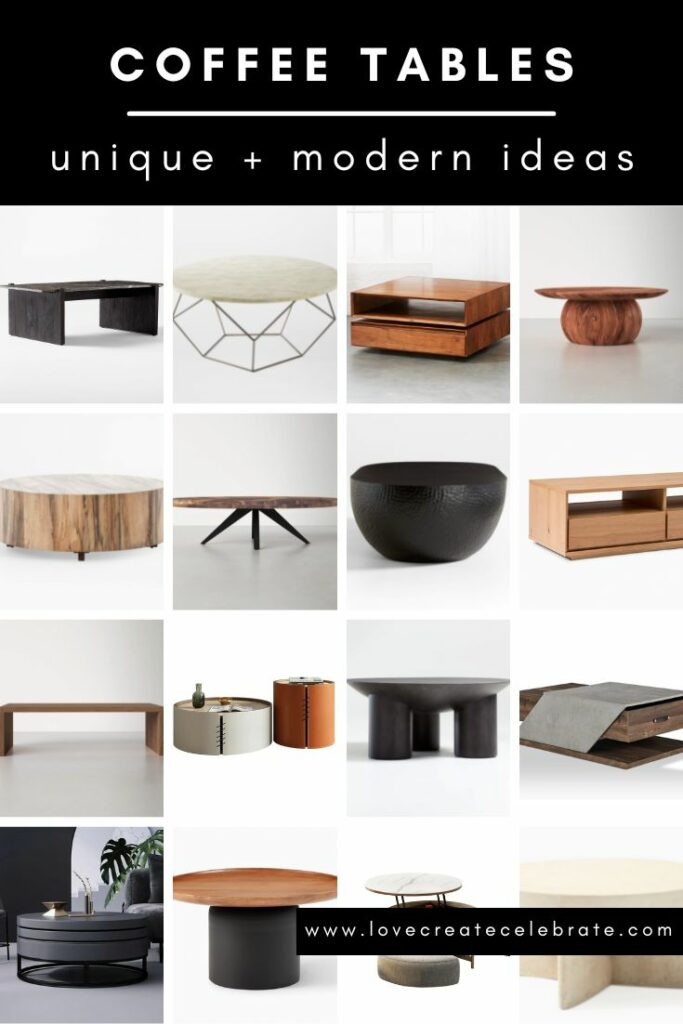 collage of unique coffee table ideas