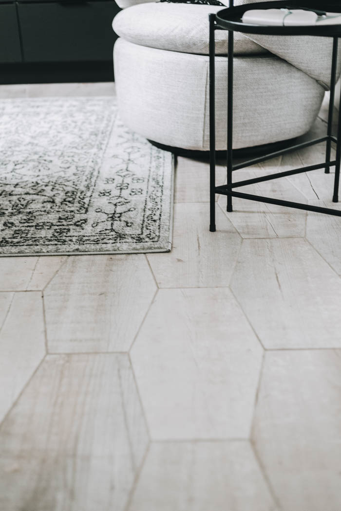 hexagon faux wood floor tile