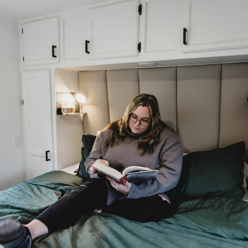Reading in RV Bedroom after remodel