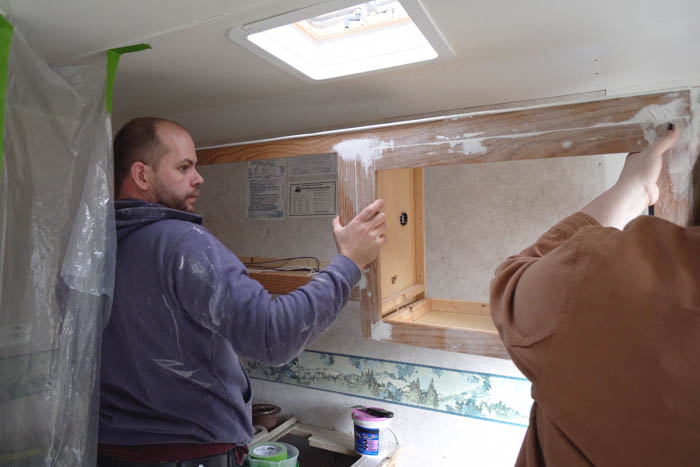 Removing RV kitchen Cabinet and prep for paint